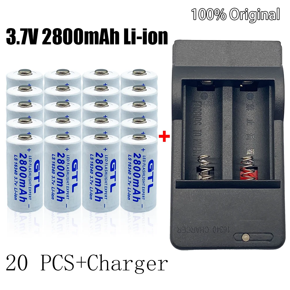 

2-20 Stücke CR123A RCR123 ICR16340 Batterie 2800mAh 3,7 V Li-Ion Akku Für Sicherheit Kamera L70 + Ladegerät