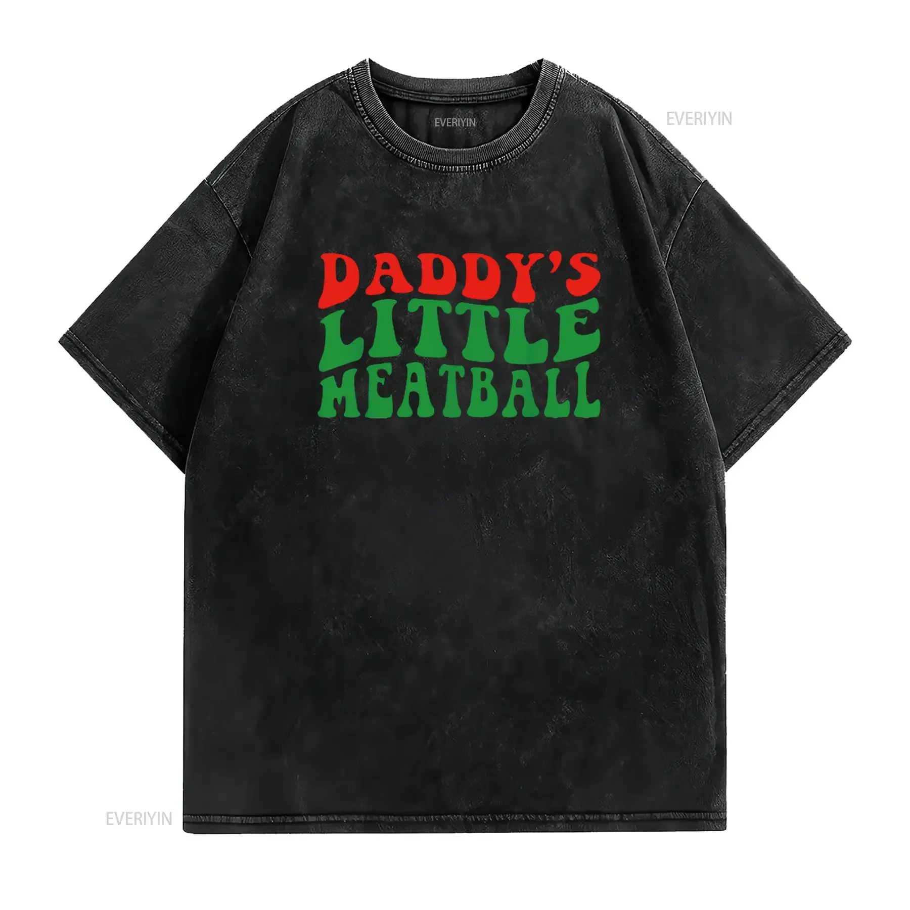 Mens Daddy S Little Meatball Funny Italian Joke Groovy T Shirt Black Medium vintage Washed fashion Slightly Casual