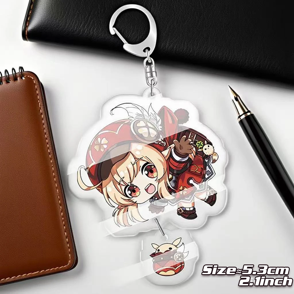 Genshin Impact Sleutelhanger ring Anime Sieraden spel Hanger Sleutelhangers kinderen meisje speelgoed Cartoon Acryl Badge Beelzebul Furina Hu Tao