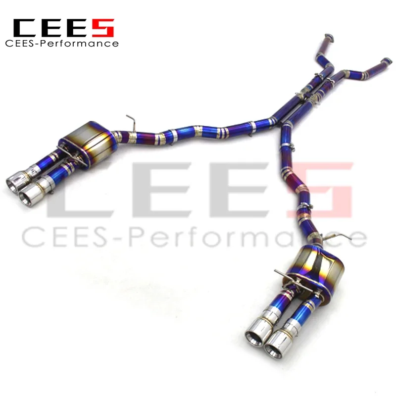 CEES Titanium Catback Exhaust System For BMW M6 E63 V10 5.0L 2006-2010 Tuning Car Exhaust Pipe Valve Muffler Blue Escape