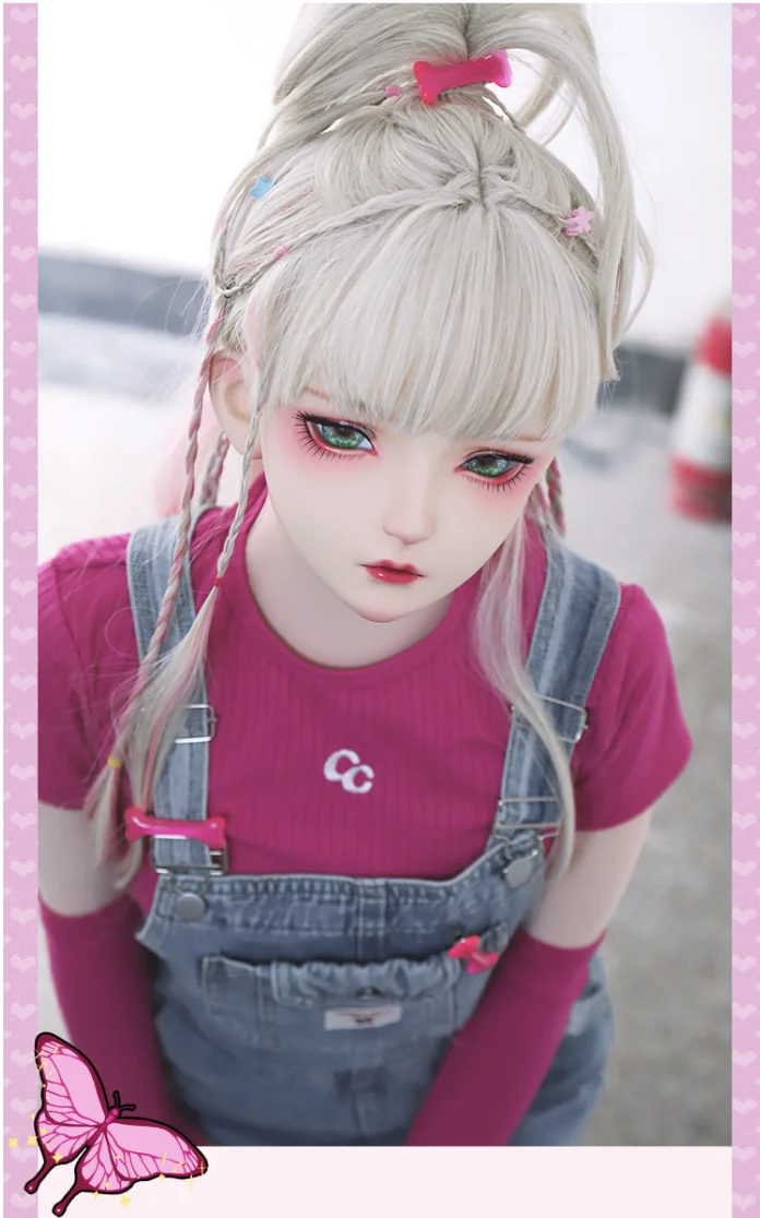 DOLLKII-02-PINK Customize Character Female/Girl Resin Kig Half Head With Lock Anime Cosplay Japanese Animego Kigurumi Mask