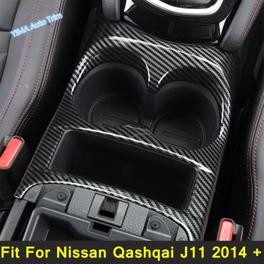 

Carbon Fiber Look / Matte Auto Central Console Water Cup Holder Decor Cover Trim For Nissan Qashqai J11 2014 - 2020 Accessories