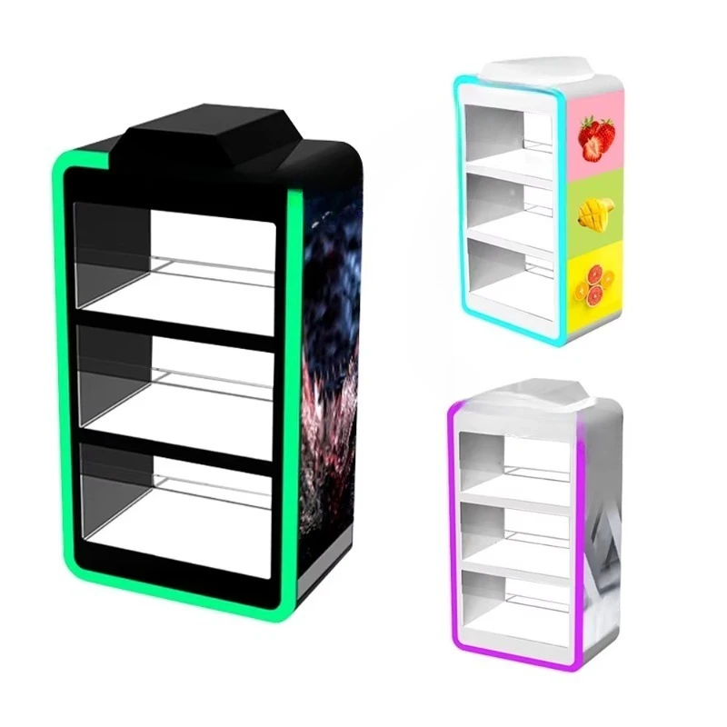Factory custom color LED plastic modern polished display stand counter cigarette store display case 3rd floor display stand