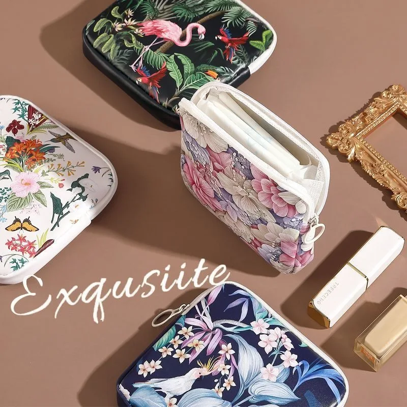 Women Girls Small Makeup Bag Coin Purse Sanitary Pad Pouch Toiletry Bag Cosmetic Bag for Gaskets Mini Pouch Cable Case