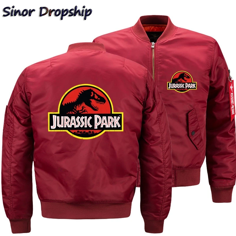 Jurassic Park Dinosaur Bomber Jackets Men Ma-1 Air Thick Pilot