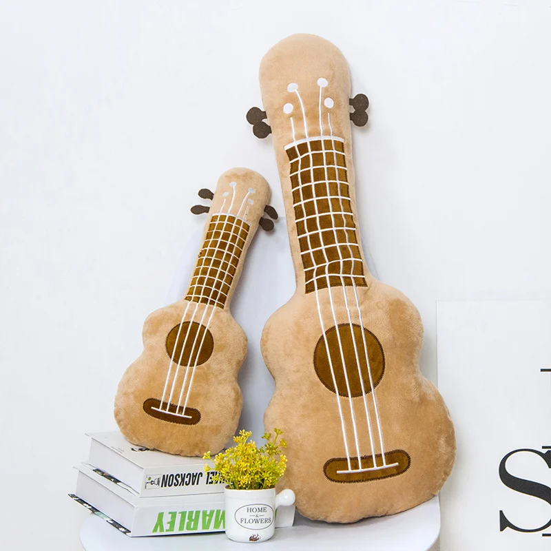 Almohada de guitarra de peluche para niños, instrumento musical de juguete, ukelele, regalo de cumpleaños