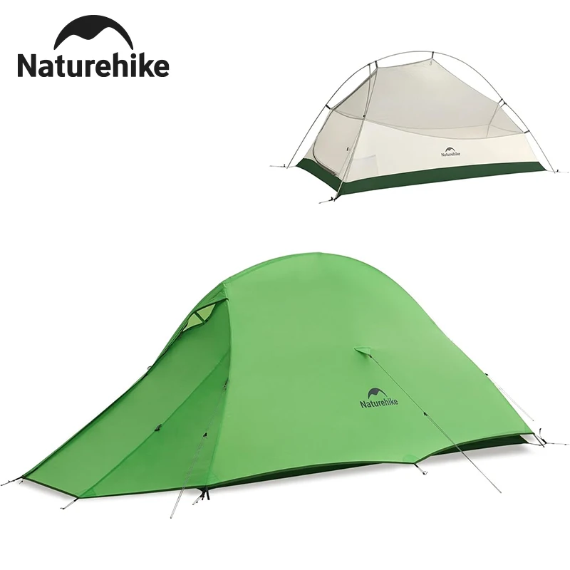 Tente de camping Naturehike Cloud Up BASE 1 2 3 ultralégère 210T, double couche, imperméable, pour randonnée en plein air, avec tapis