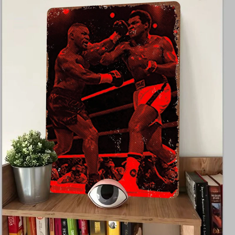 Vintage Boxing Match Metal Tin Sign Sports Theme Wall Art Decor for Home Bar Man Cave