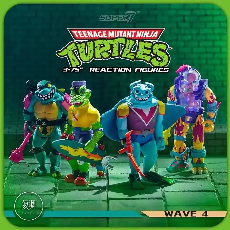 In Stock Super7 Ninja Turtles Hanging Card Series 4 Bad Turtles Rush Mutant Human Action Figure Model Toys Gifts