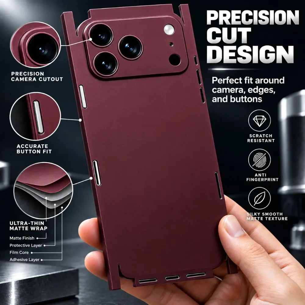 Original Color Back Skin Sticker Anti-Scratch Anti Fingerprint Back Cover Decal Slim Fit for iPhone 18Pro/18 Pro Max