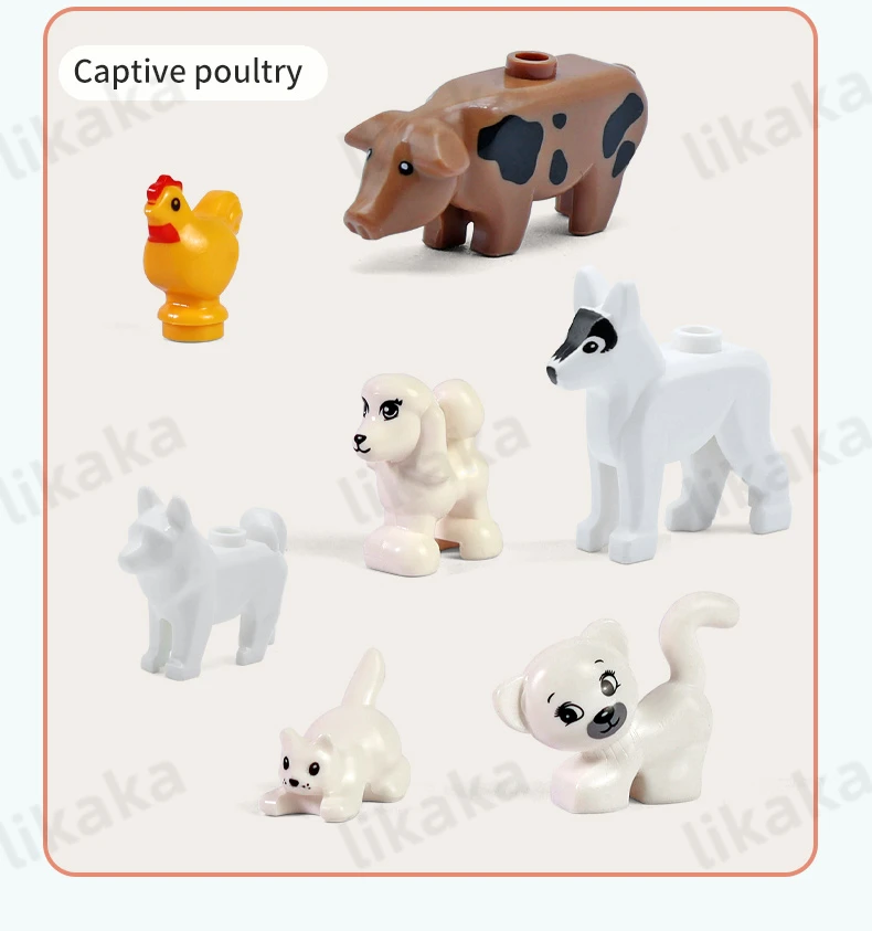 10PCS Animals Blocks Toys MOC Leopard Bear Cow Bird Model Building Blocks Set Compatible Mini Bricks DIY Toys for Children Gift