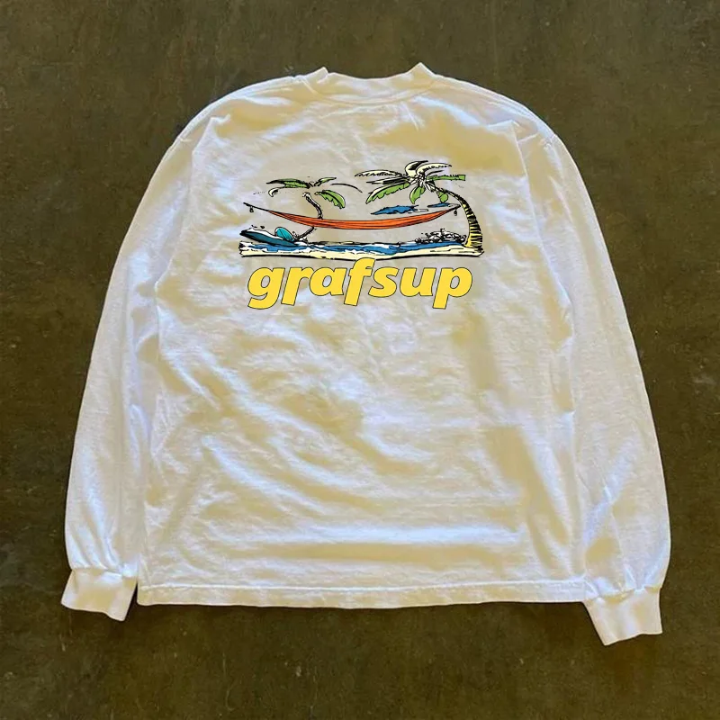 Heavyweight Pure Cotton Long Sleeve T-Shirt Unisex Vintage Style Streetwear Versatile 310gmao Xiaocheng Story Multi-Design