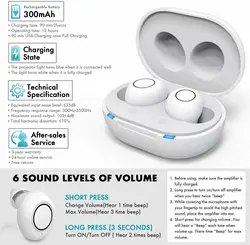 JINGHAO Rechargeable Hearing Aids Digital Hearing Amplifier In Ear Enhancer Voice Hearing Loss for Eldly White