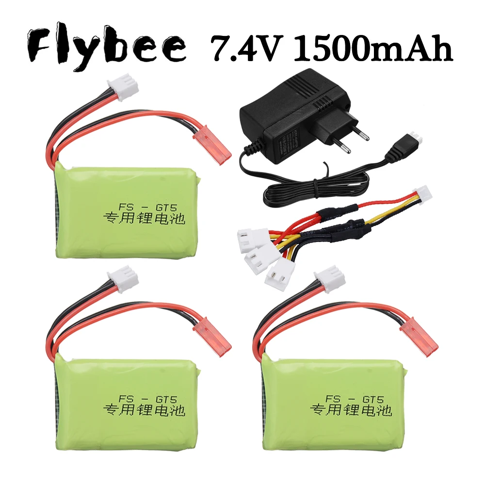 Batteria Li-po per FS-GT5 2.4G 6CH trasmettitore FPV Racing Drone RC Quadcopter RC parti giocattolo 7.4V 1500mAh batteria Lipo JST Plug 2S