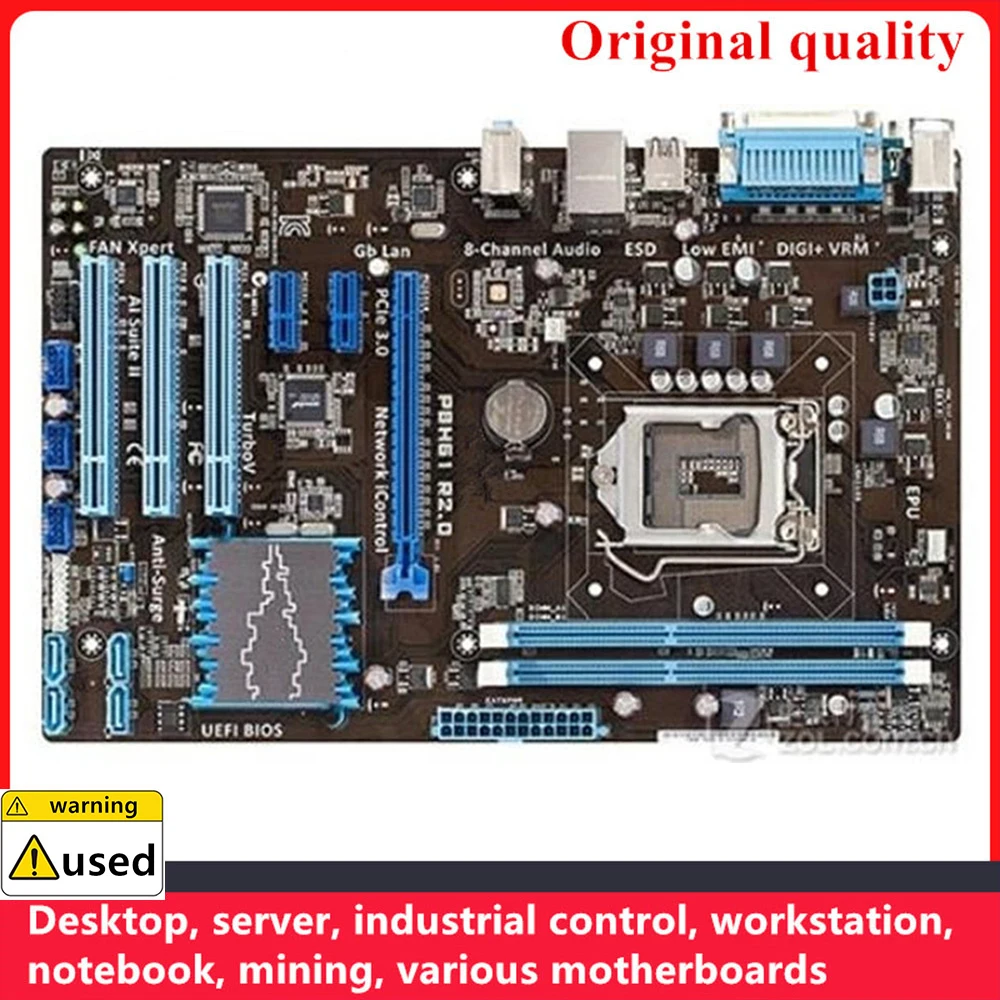 Used For P8H61 R2.0 Motherboards LGA 1155 DDR3 16GB PCI-E2.0 ATX For Intel H61 Desktop Mainboard SATA II USB2.0