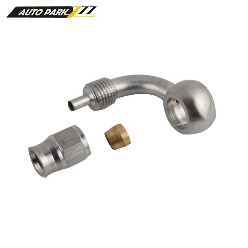 AN3 AN 10mm Stainless Steel 90 Degree Banjo Eye Brake Hose Fitting PTFE  Ends Adapter For Auto Car