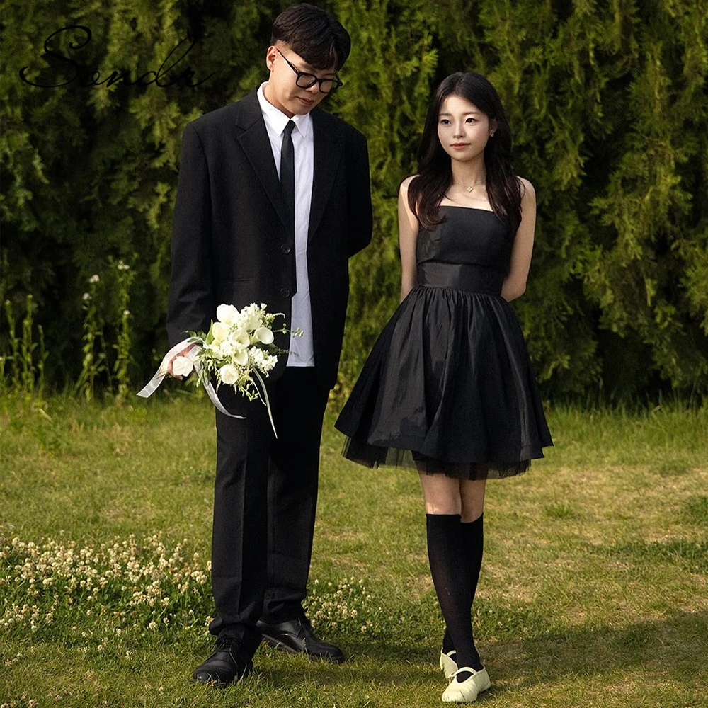 

Sondr Минималистичные черные уличные корейские свадебные платья на кнопках Мини-платье без бретелек по индивидуальному заказу для невесты Элегантные милые платья для выпускного вечера