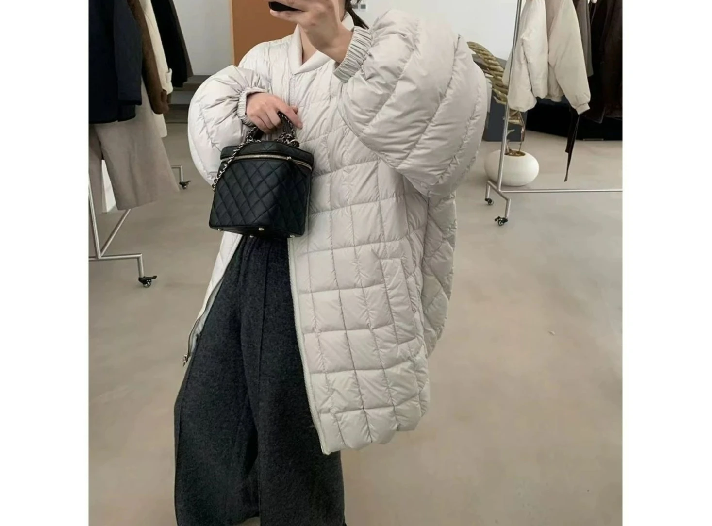 

2025 Autumn Winter Warm Loose Plaid Design Puffer Jacket Cotton Coat Women Mid-Length Warm Cotton Jacket