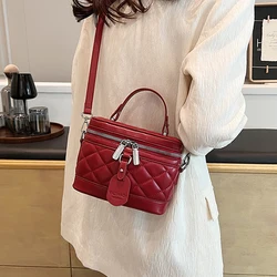 Red Handbag Women 2024 Spring Summer New Fashion Texture Versatile Crossbody Bags Temperament Commute Chains Shoulder Bags