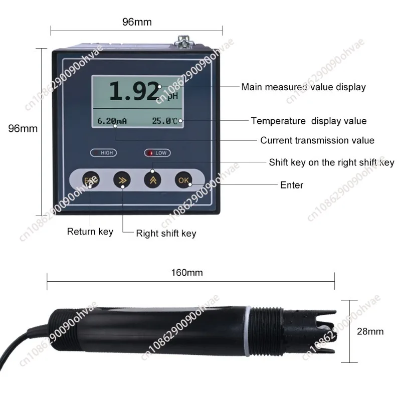 Industrial pH acidity meter Redox measuring instrument Environmental sewage detector