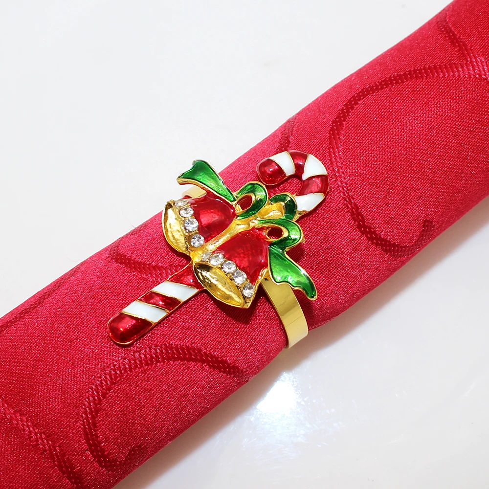 24Pcs Christmas Candy Cane Napkin Rings Gold Napkin Holder Rings for Christmas Party Dinner Wedding Banquet Dinning Table Decorl