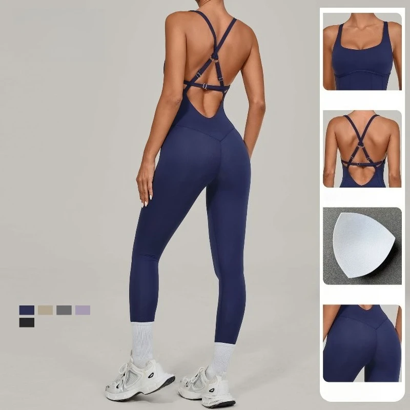 

Women's Yoga Jumpsuits One-piece Adjustable Shoulder Strap Bodysuits Outdoor Workout Gym Sports Running Dancing Fitness Jumpsuit
