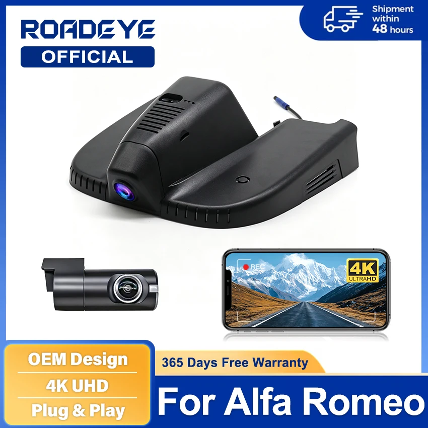 Car DVR for Alfa Romeo Stelvio Giulia Stelvio Front and Rear 4K Dash Cam for Car Camera Recorder Dashcam WIFI Recording Devices