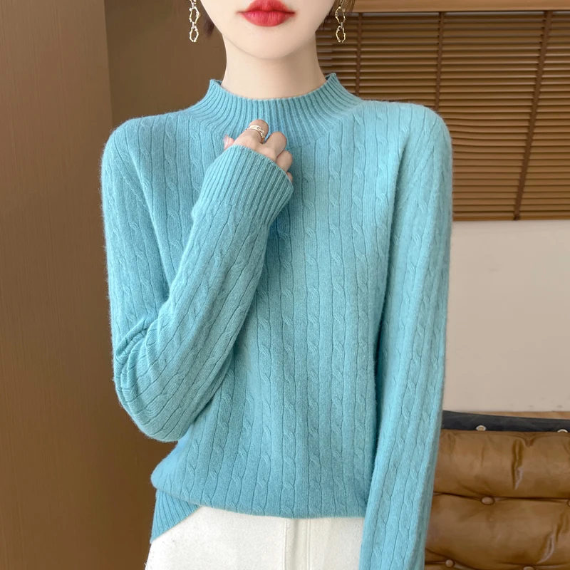 

Autumn and Winter Women‘s Sweater O-Neck Long Sleeve Thick&Loose Knitwear Criss-Cross Casual Pullover Tops Female clothing