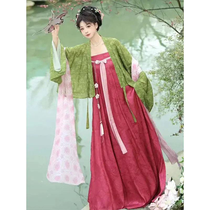 DY20Hanfu 여성 성인 봄 여름 멋진 스타일 Qingqiu 자수 고대 의상 대형 슬리브 개선 Warring States25