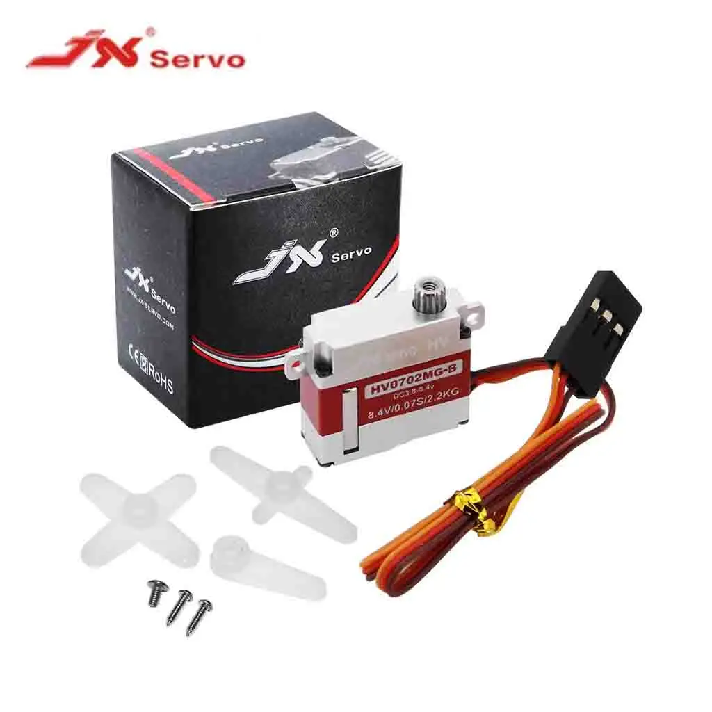 

JX PDI-HV0702MG-B 7g Цифровой мини-сервопривод с металлической шестерней без сердечника для FPV-дрона с фиксированным крылом, вертолета, радиоуправляемых моделей