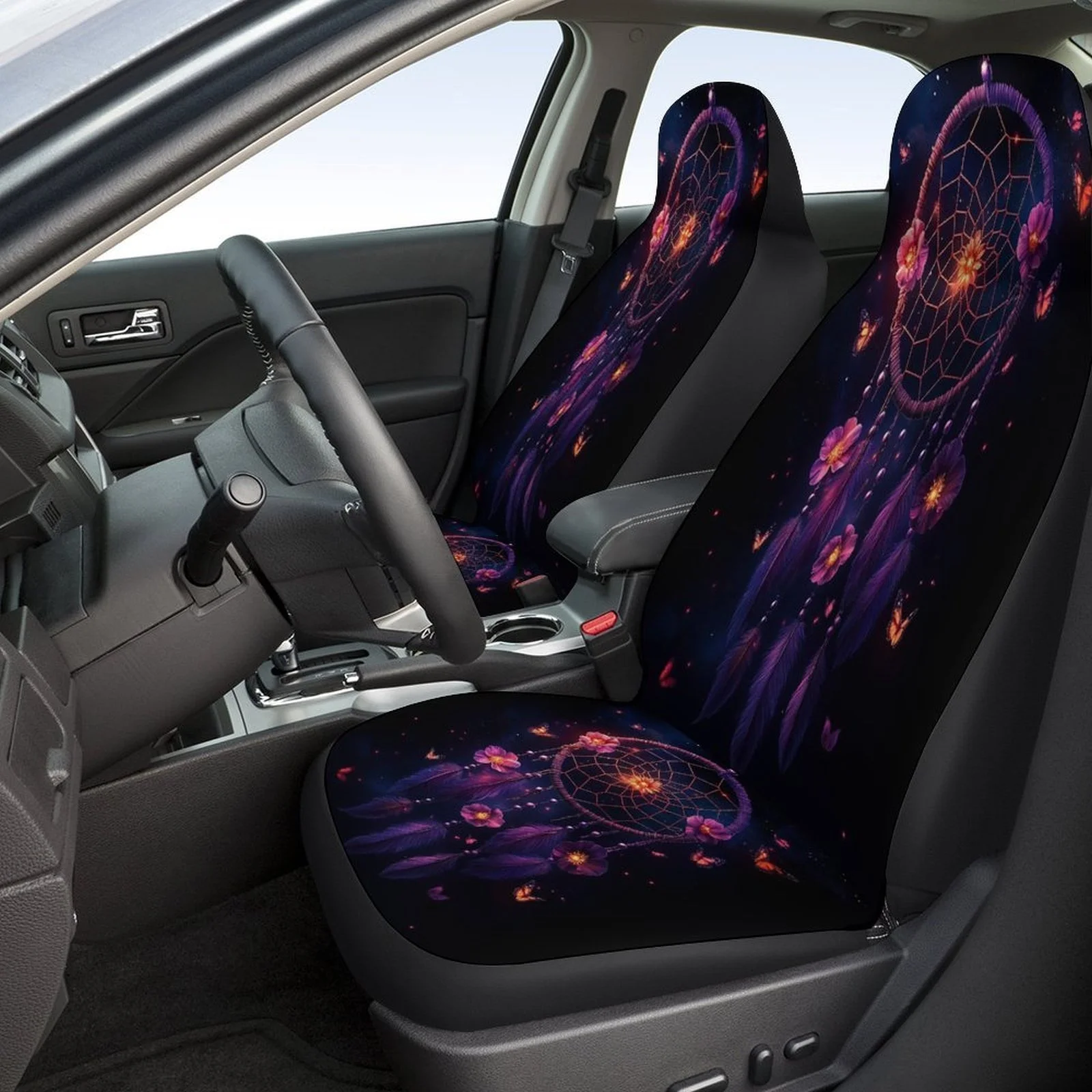 Set Of Car Seat Covers Featuring A Glow Design, Suitable For A Variety Of Vehicles. This Stylish And Unique Full Set Includes Co