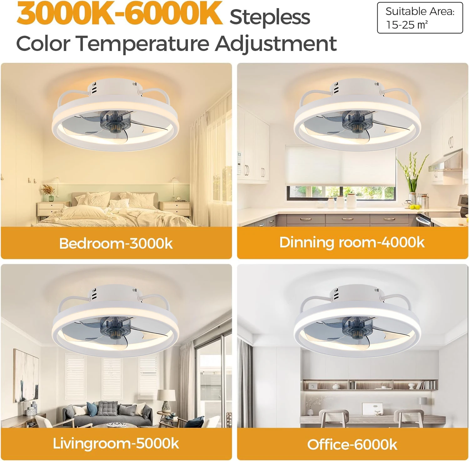 Ceiling Fans with Lights:  Bladeless Modern Ceiling Fans with Lights and Remote Ceiling Fan with Lights Ceiling Fan for Bedroom