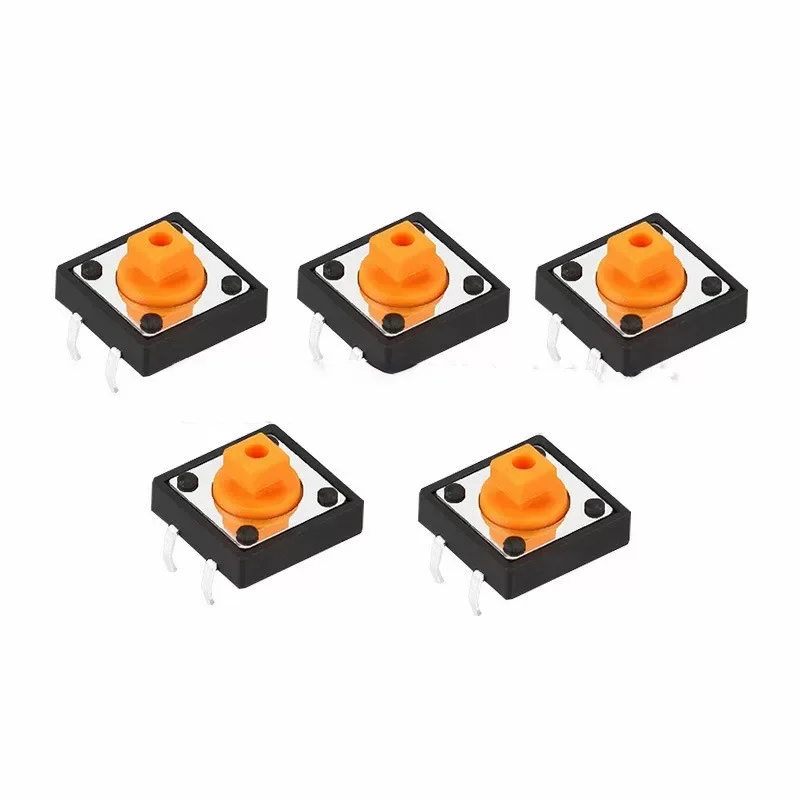 Tactile Switch 12*12*7.3mm Square Head Yellow/Black No Positioning Pin B3F-4055 Direct Insert 4 Pins