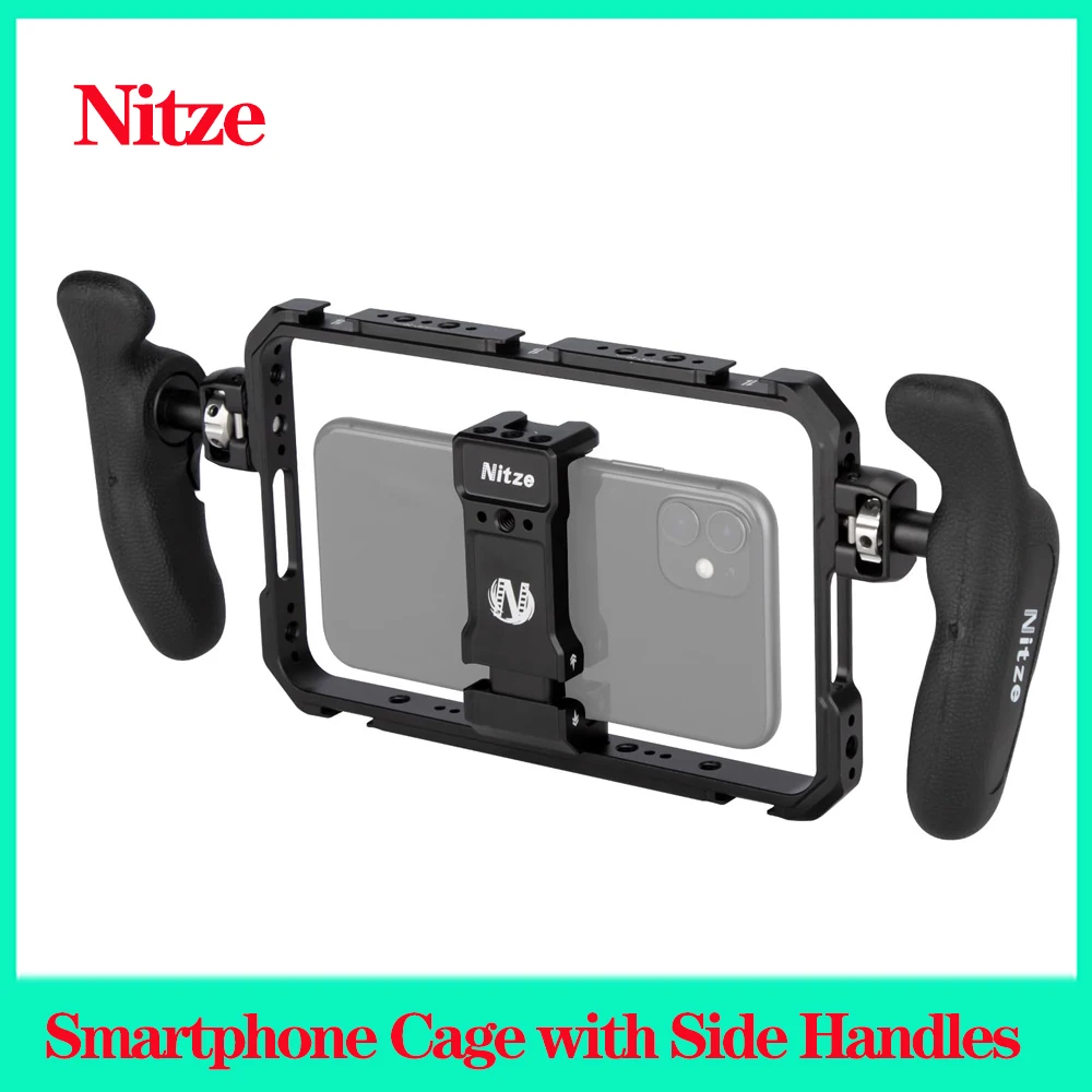 

Nitze Smartphone Cage with Side Handles Aluminum Universal Phone Cage Kit Smartphone Video Rig for Videomaker Videographer