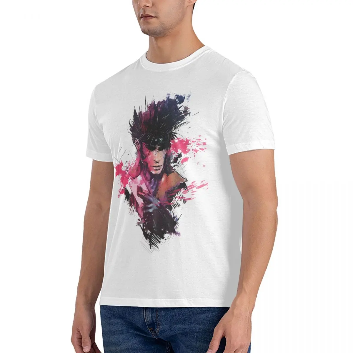 Men Xmen T Shirts Gambit Pure Cotton Clothing Casual Short Sleeve Crew Neck Tee Shirt Party T-Shirt