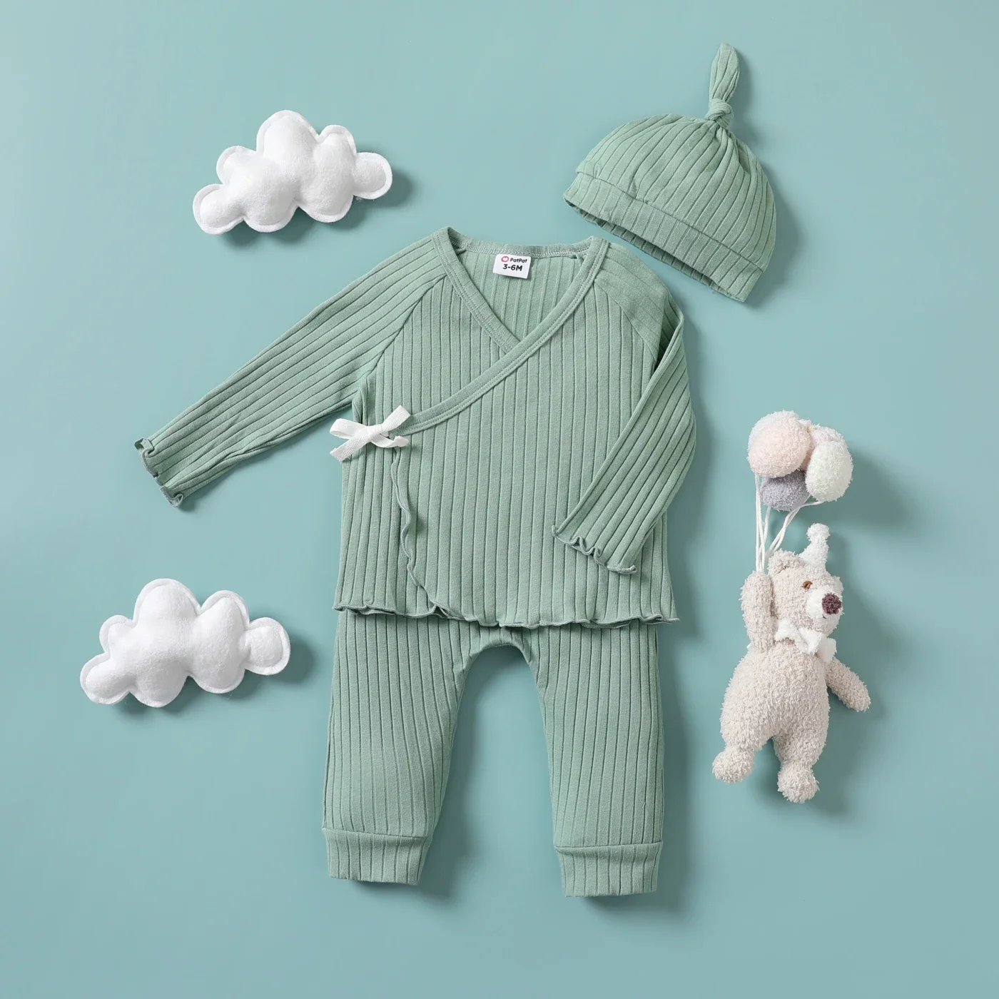 PatPat 2pcs Baby Girl/Boy Casual Solid Color Set Soft and Comfortable  Perfect for Outings and Daily Wear Basic Style