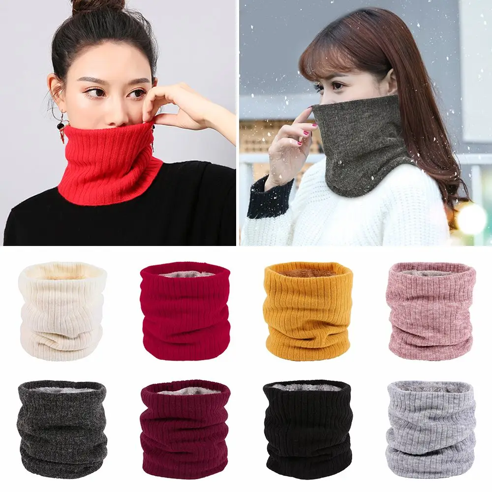 Soft Windproof Collar Scarf Double-Layer Thick Winter Neck Gaiter Circle Loop Scarves Neck Warmer Fleece Lined Scarf