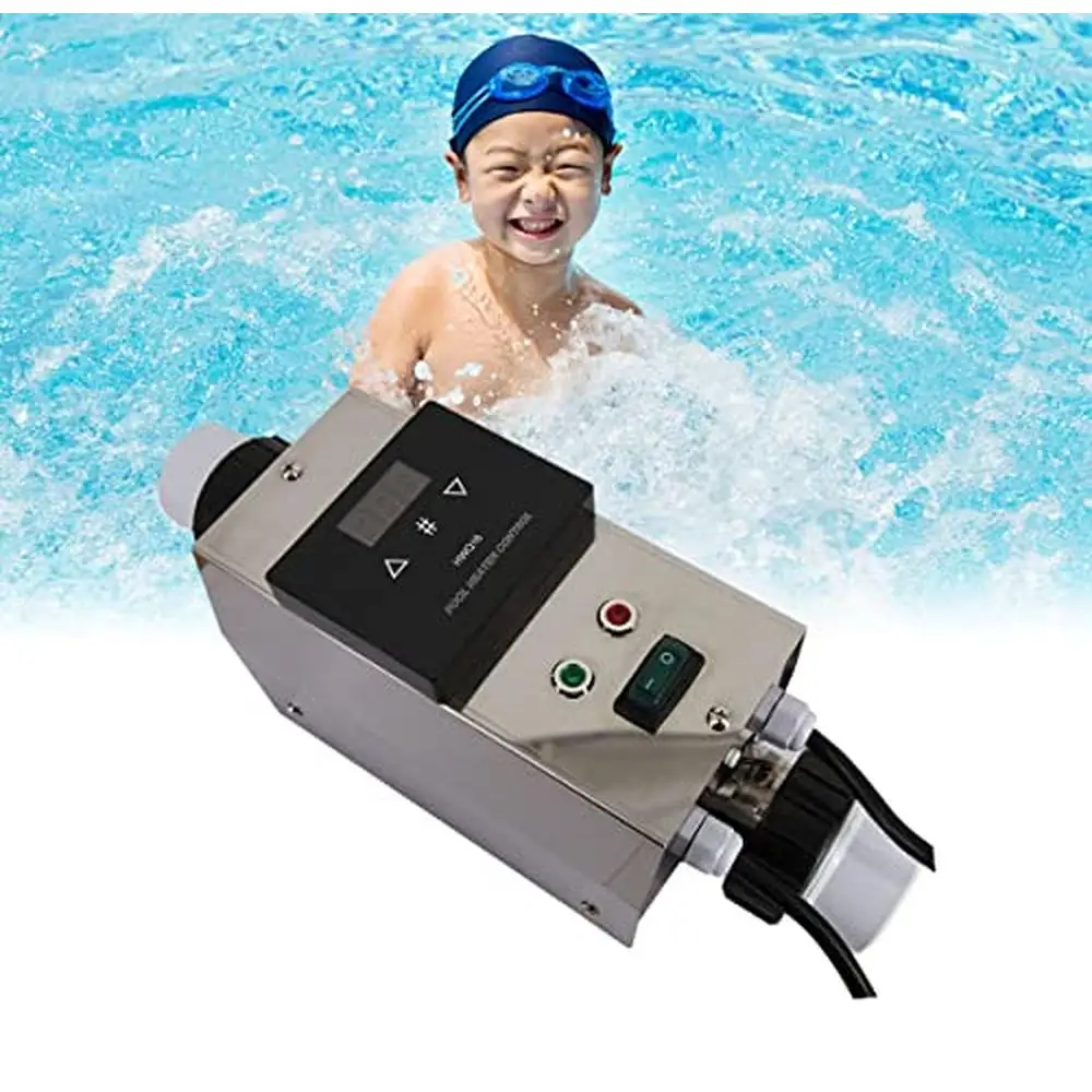 

Electric Pool Heater 3KW Control System 304 Stainless Steel Circulating Pump Touch Display Swimming Pools SPA 2000 Gallons