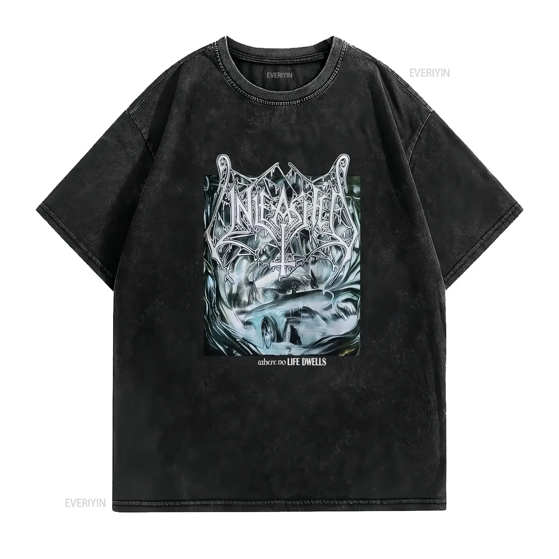 Unleashed where no life T shirt death metal grave dismember entombed pestilence vintage Washed streetwear Top For Everyday Wear