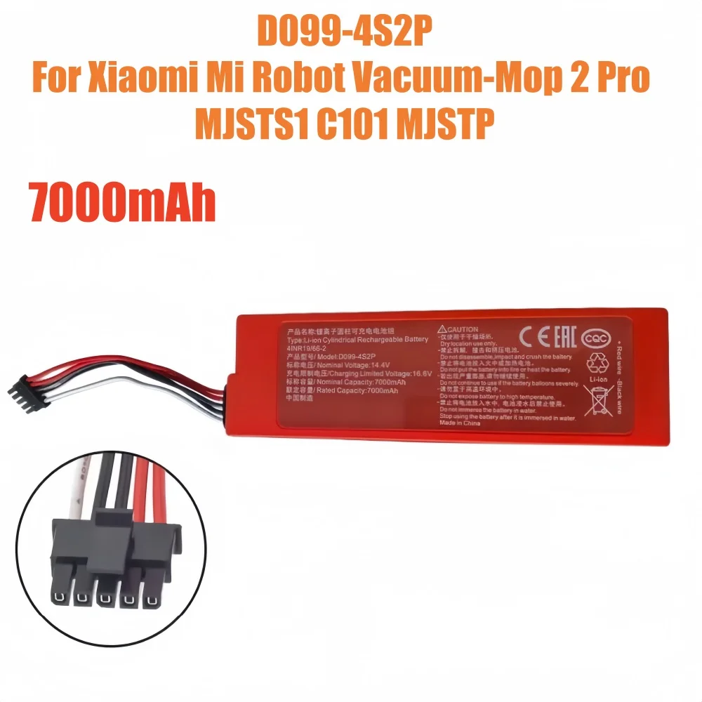 Original 14.4V 7000mAh D099-4S2P Battery Compatible with Xiaomi Mijia MJSTS MJSTS1 MJST1S Mopping Robot Vacuum Cleaner