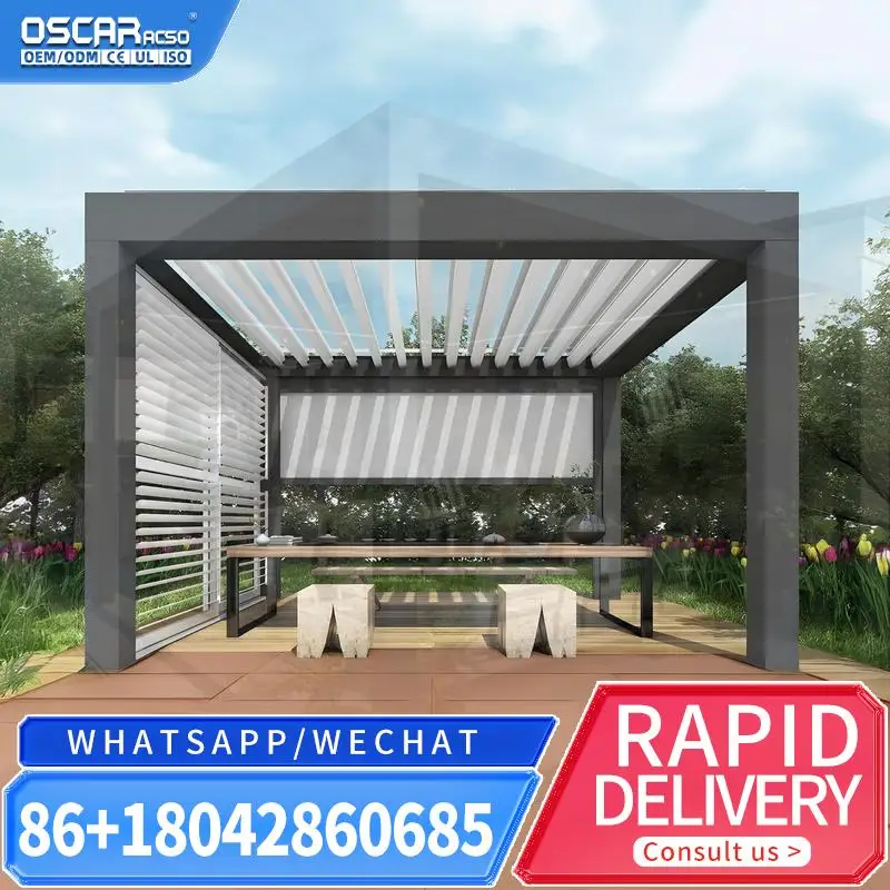 3x3 3x4 4x4 6x4 Modern Outdoor Bioclimatic Aluminum Louver Pergola Customizable Factory for Gardens Patios Backyards pergola