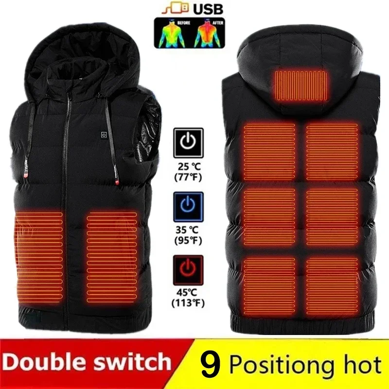 Men Autumn Winter Smart Heating Cotton Vest USB Infrared Electric Heating Vest Women Outdoor Flexible Thermal Winter Warm Jacket