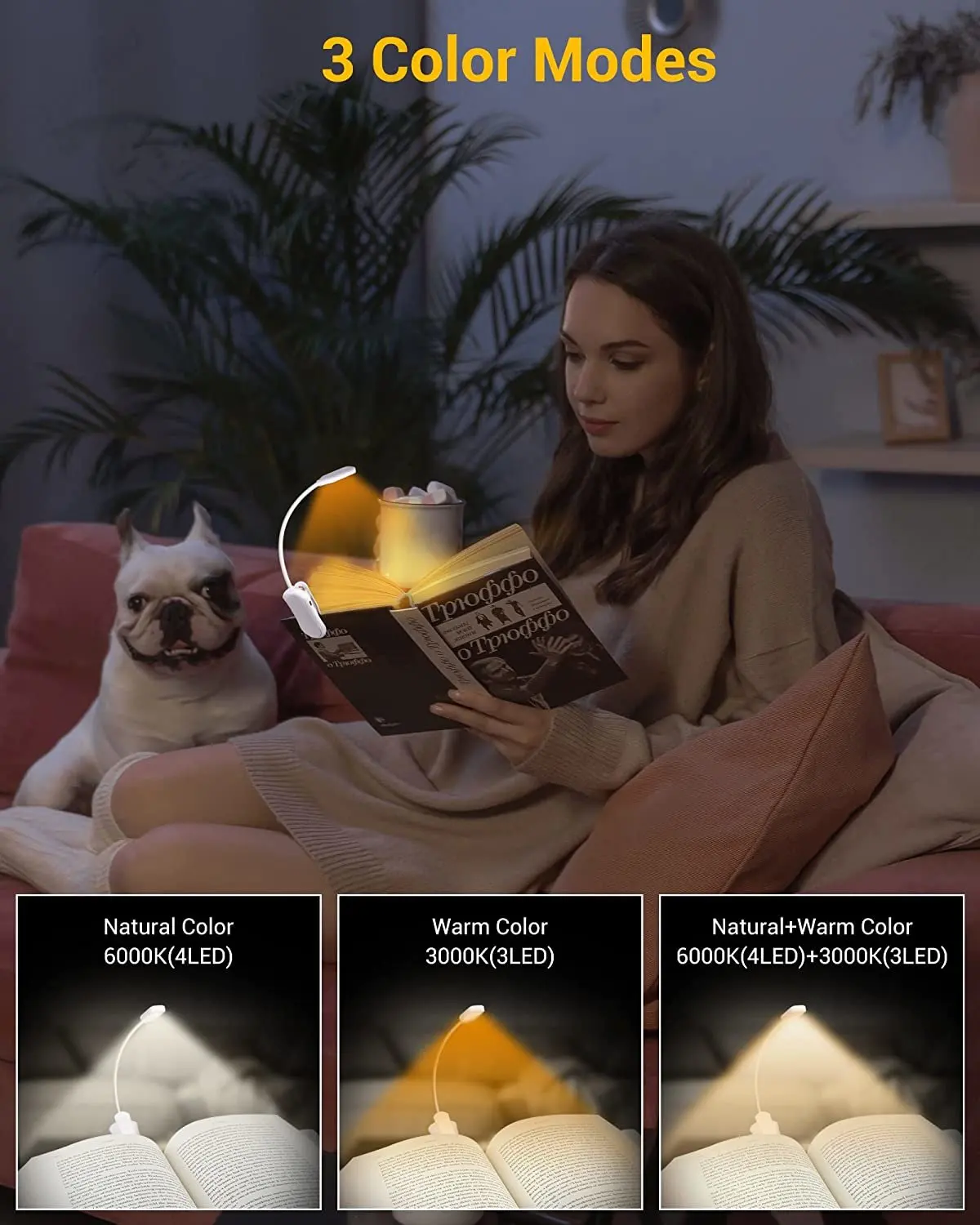 Rechargeable Book Light for Reading in Bed Night Lights for Readers Reading Lights for Book Portable & Adjustable Reading Lamp