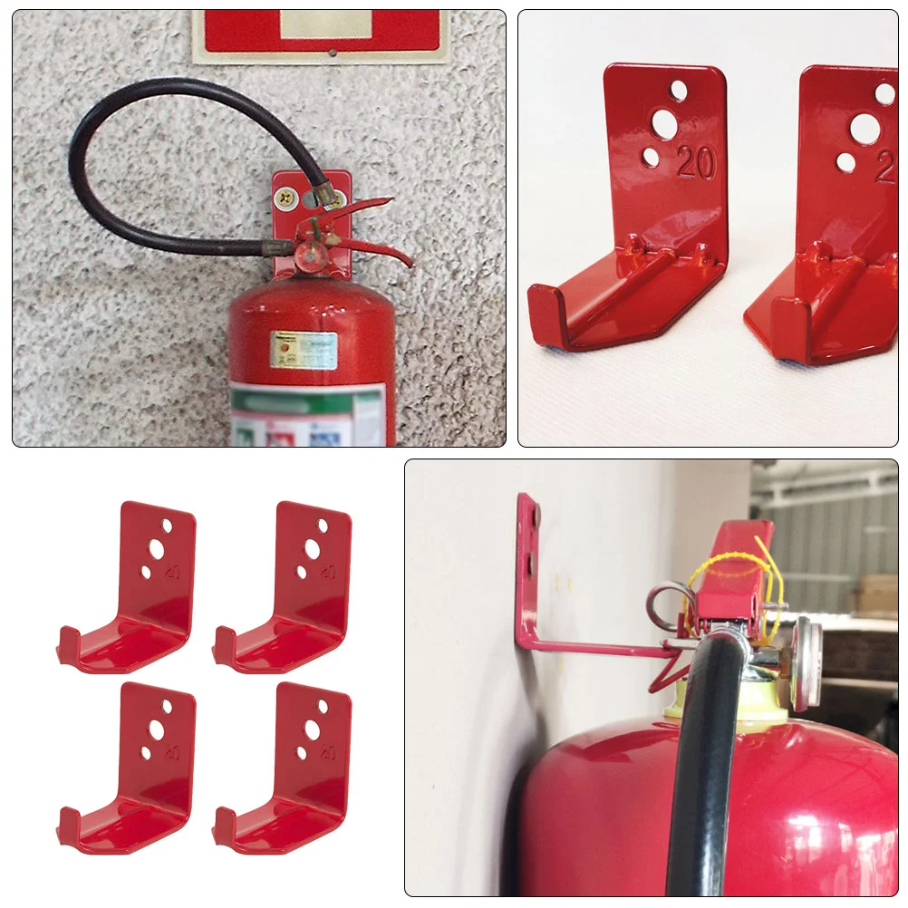 Red Fire Extinguisher Bracket Metal Wall Hanger Conjoined Easy to Install Mount Iron