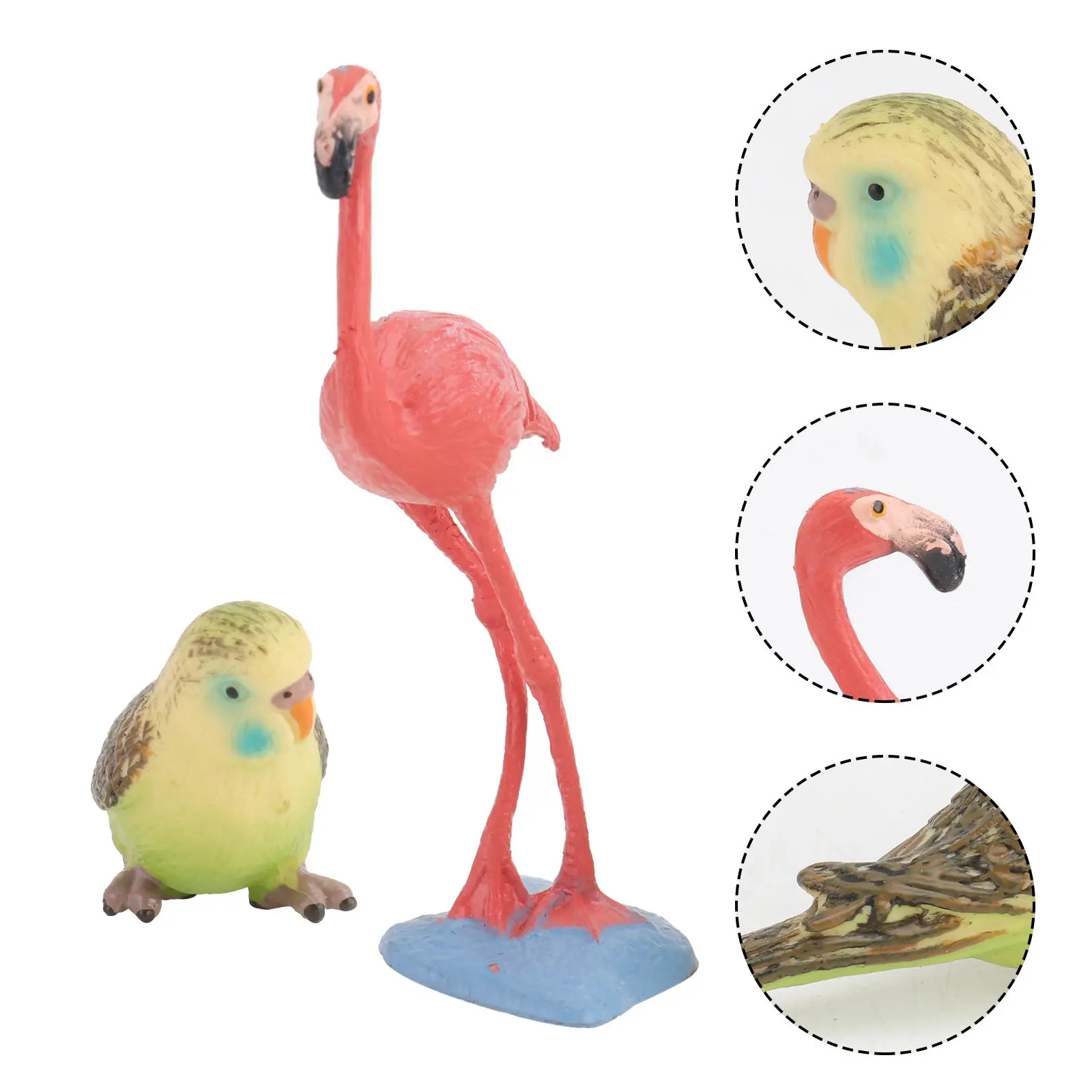 

2Pcs Parrot Flamingo Simulation Lifelike Solid Static Decoration Wild Animal Bird Imitation Kids Educational Plaything