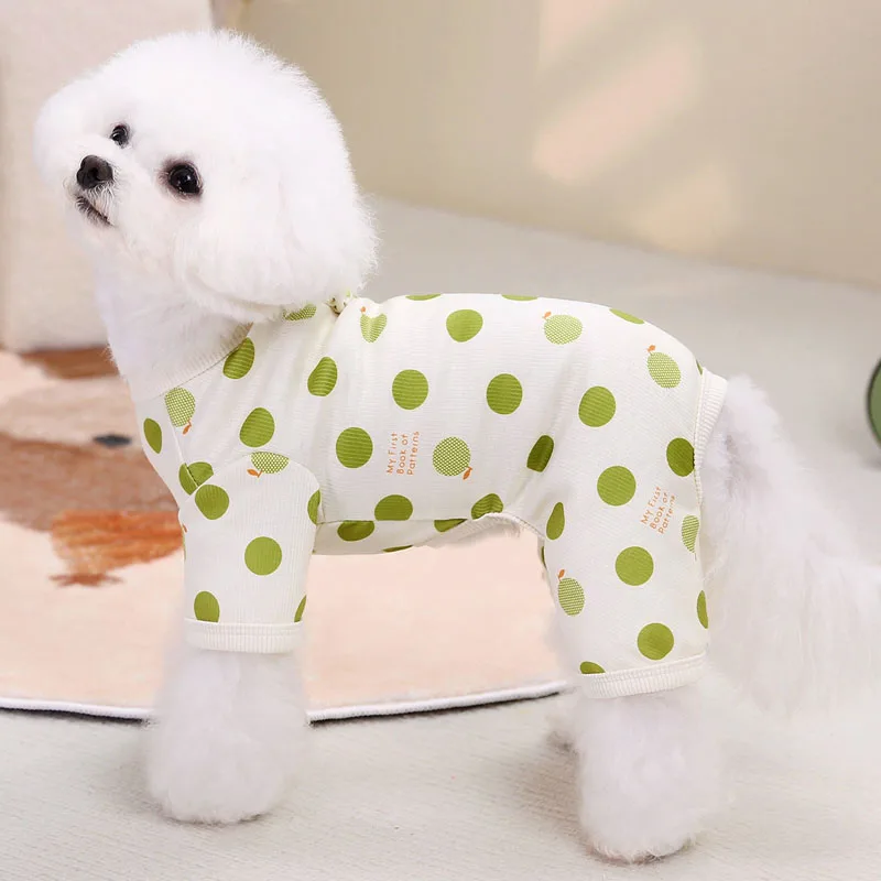 Dog Pattern Long Sleeve Dog Clothes Orange Green Hoodie Piżama dla małych psów Chihuahua Yorkie Puppy Kitten Jumpsuit Piżama XL