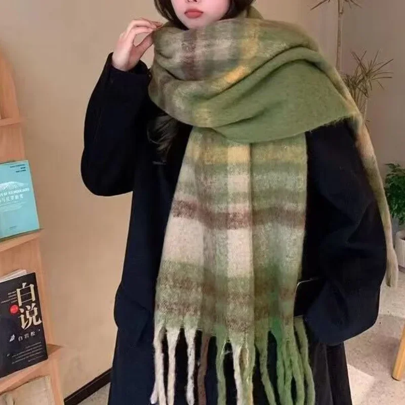 Mohair Plush Scarf Ladies Winter Warm Scarf Oversized Windproof Outdoor Shawl Scarf Warm Soft Thickened Neck Super Atmosphere