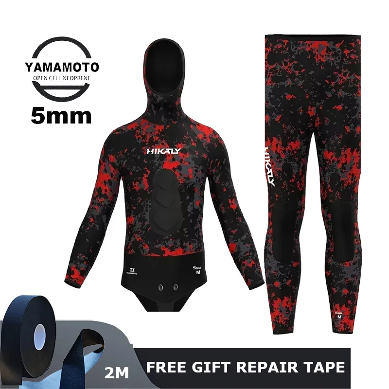 Men's CR Neoprene Spearfishing Wetsuit 5mm 7mm - Open Cell Design for Scuba Diving in Camouflage