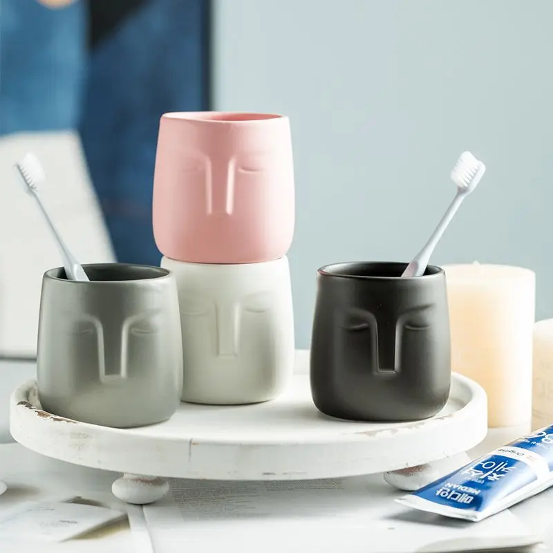 Daily Mouthwash Brushing Cup Luxury Ceramic Couple Face Wash Cup Camping Drink Water Ceramic Cup Simple and Easy To Carry