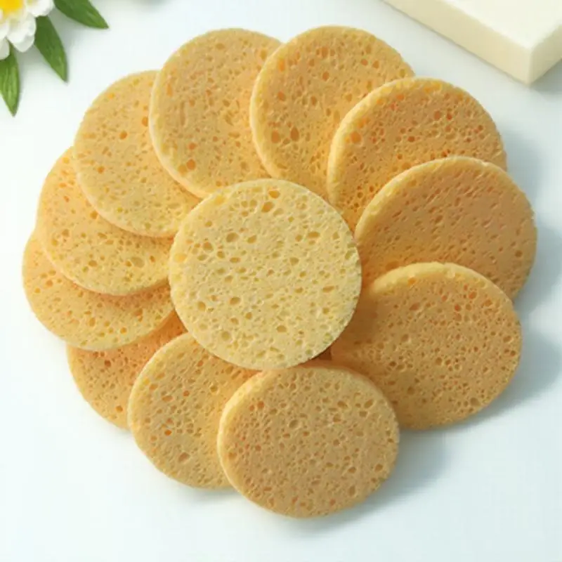 50Pcs Facial Cleaning Sponge Natural Wood Pulp Compressed Cotton Sponge Soft Makeup Remover Puff Skin Care Deep Clean Tool